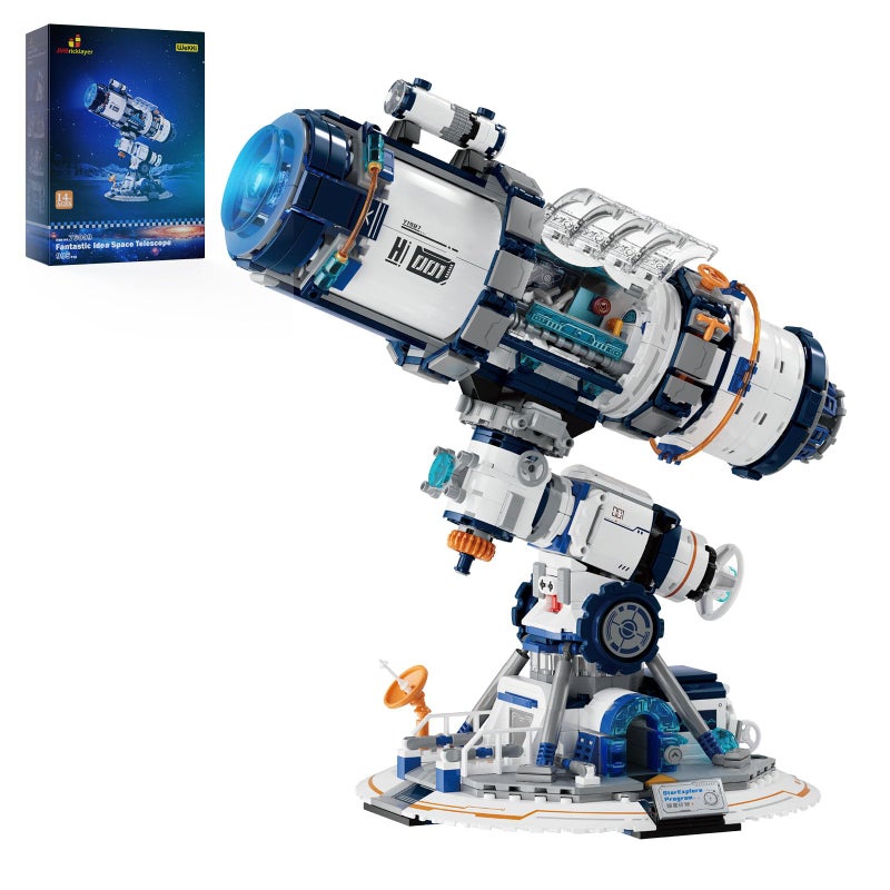 JMBricklayer Space Telescope Building Sets for Adults Cool Space Planet Building Toys with Lights 70009 Space Exploration Telescope Model Kits for Teens Ideal Gift for Space Lovers Kids 8995PCS