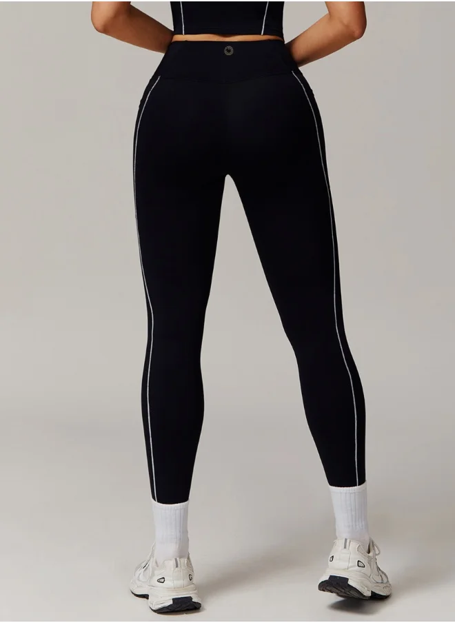 كون.يوغا Womens High Waist Contour Seamless Workout sport Leggings Yoga Pants Tummy Control Running Pants With Pockets