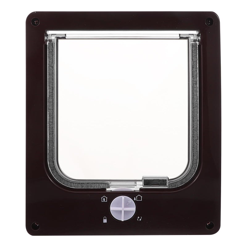 Direction Control Cat Flap Pet Door Heavy Duty Brown M Size Wall Mounted Swing for Indoor Outdoor - Image 2