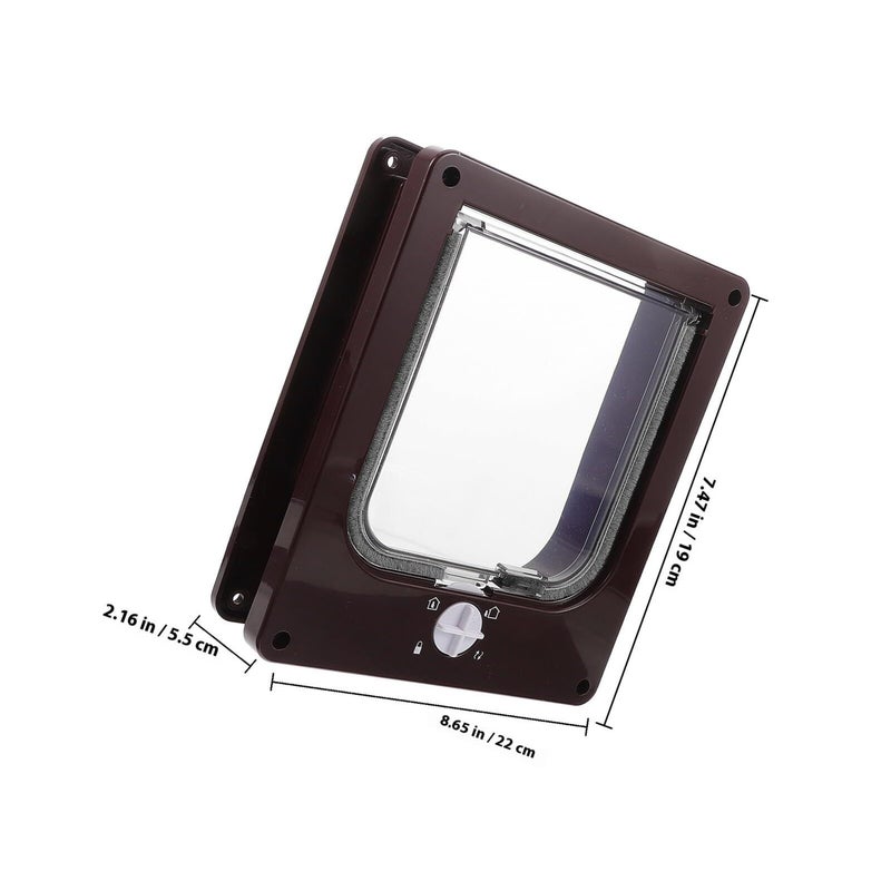 Direction Control Cat Flap Pet Door Heavy Duty Brown M Size Wall Mounted Swing for Indoor Outdoor - Image 3