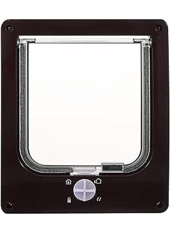 Direction Control Cat Flap Pet Door Heavy Duty Brown M Size Wall Mounted Swing for Indoor Outdoor - Image 1
