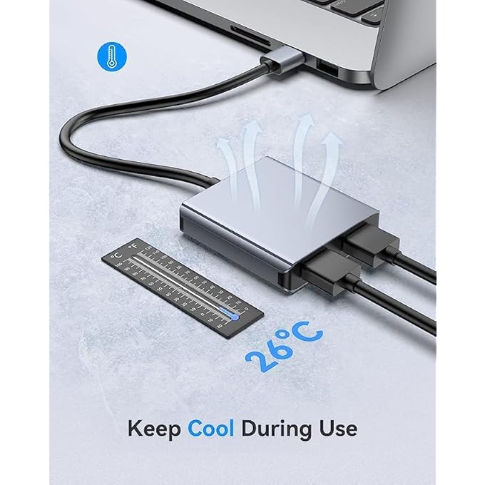 rayihni USB TO DUAL HDMI ADAPTER, USB 3.0 TO DUAL HDMI CONVERTER 2K VIDEO AUDIO MULTI MONITOR, HDMI TO USB ADAPTER SUPPORT WINDOWS/MAC OS/CHROME OS,ETC - Image 2