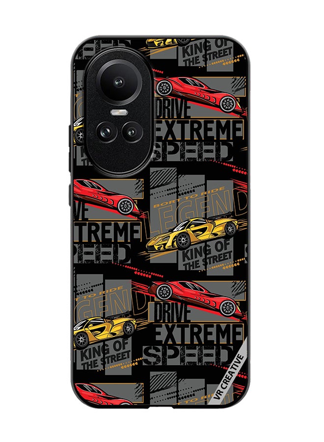 VR CREATIVE Protective Case Cover For Oppo Reno 10 Pro Abstract Seamless Pattern With Sport Cars Design Multicolour - Image 1