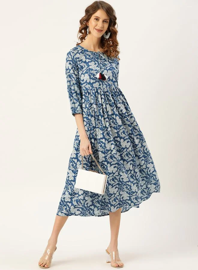 SASSAFRAS Floral Print Dress