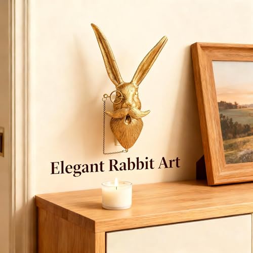 O-FarFarm Easter Bunny Rabbit Head Wall Decor - Handmade Resin Animal Sculpture vintage wall decor for Modern Farmhouse, Nursery, Living Room，Lightweight Easy to Install | Waterproof Indoor/Outdoor Art, Pet-Safe Home Decor, Unique Gift for Animal Lovers - Image 2