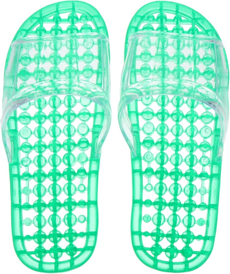 GARVALON Unisex Green Massaging Bathroom Slippers Hollowed Design for Home Relaxation Size 9 5 - Image 1