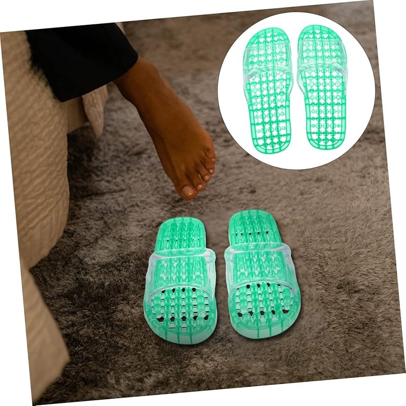 GARVALON Unisex Green Massaging Bathroom Slippers Hollowed Design for Home Relaxation Size 9 5 - Image 3