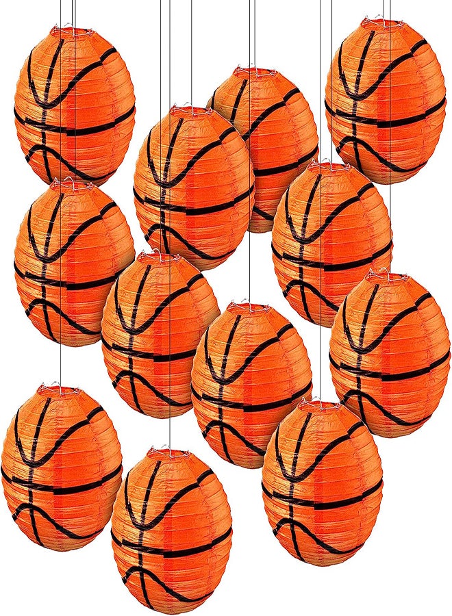 Excefore Basketball Paper Lanterns 10Pcs Party Decorations 8 Inch Hanging Basketball Decorations Paper Ceiling Basketball Decor for Boys and Girls Basketball Theme Birthday Party Decorations Orange - Image 3