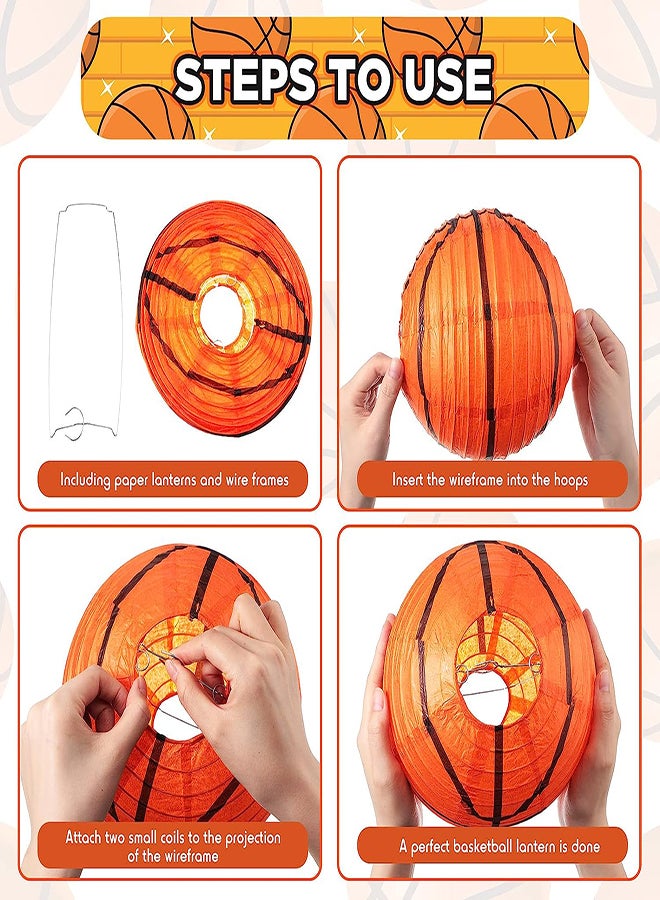 Excefore Basketball Paper Lanterns 10Pcs Party Decorations 8 Inch Hanging Basketball Decorations Paper Ceiling Basketball Decor for Boys and Girls Basketball Theme Birthday Party Decorations Orange - Image 4