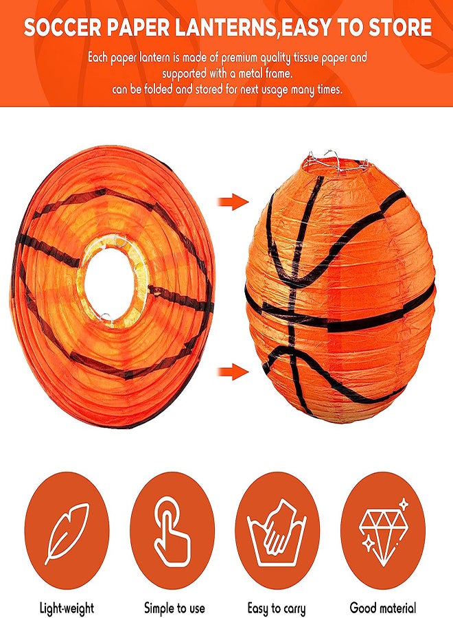Excefore Basketball Paper Lanterns 10Pcs Party Decorations 8 Inch Hanging Basketball Decorations Paper Ceiling Basketball Decor for Boys and Girls Basketball Theme Birthday Party Decorations Orange - Image 2