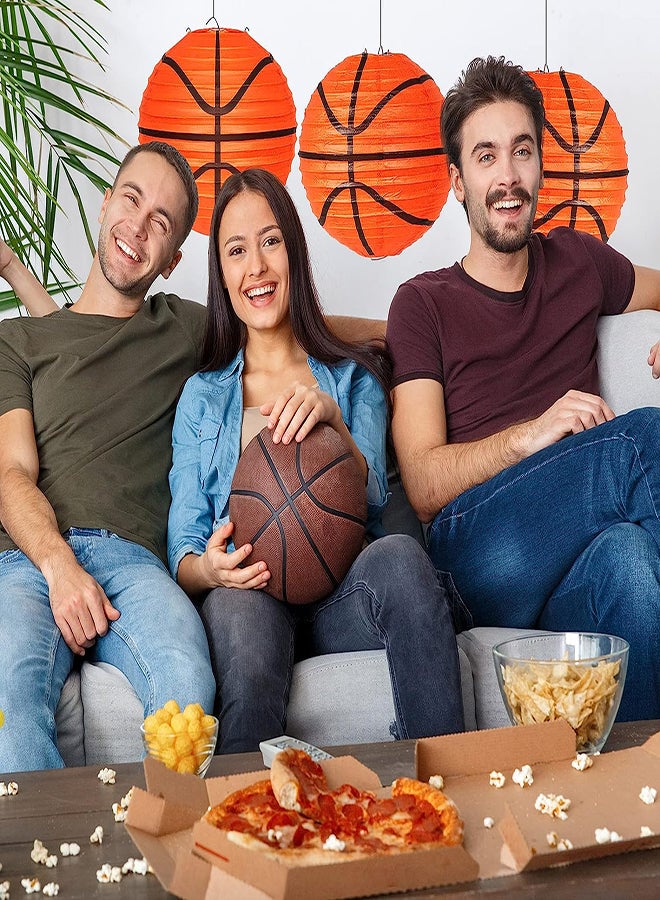Excefore Basketball Paper Lanterns 10Pcs Party Decorations 8 Inch Hanging Basketball Decorations Paper Ceiling Basketball Decor for Boys and Girls Basketball Theme Birthday Party Decorations Orange - Image 5