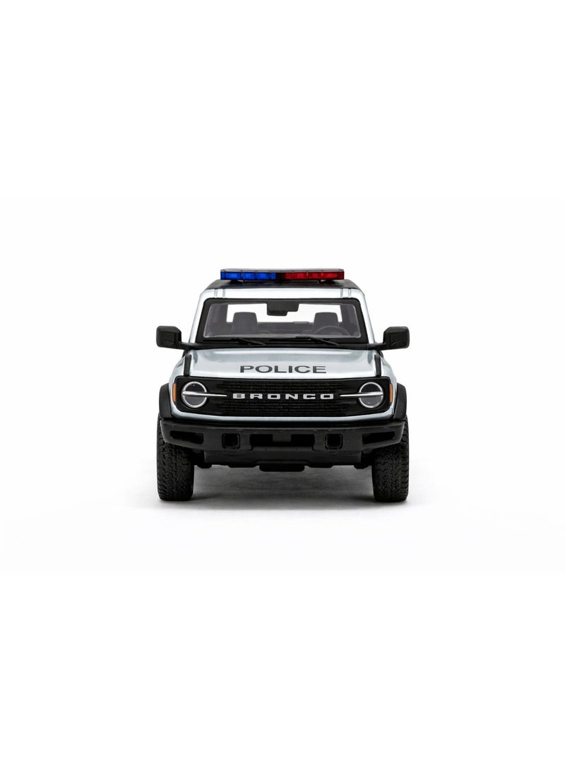 Kinsmart 1:34 Scale 2022 Ford Bronco Police/Firefighter edition Diecast Model Car – Opening Doors & Pull Back Action-Silver - Image 3