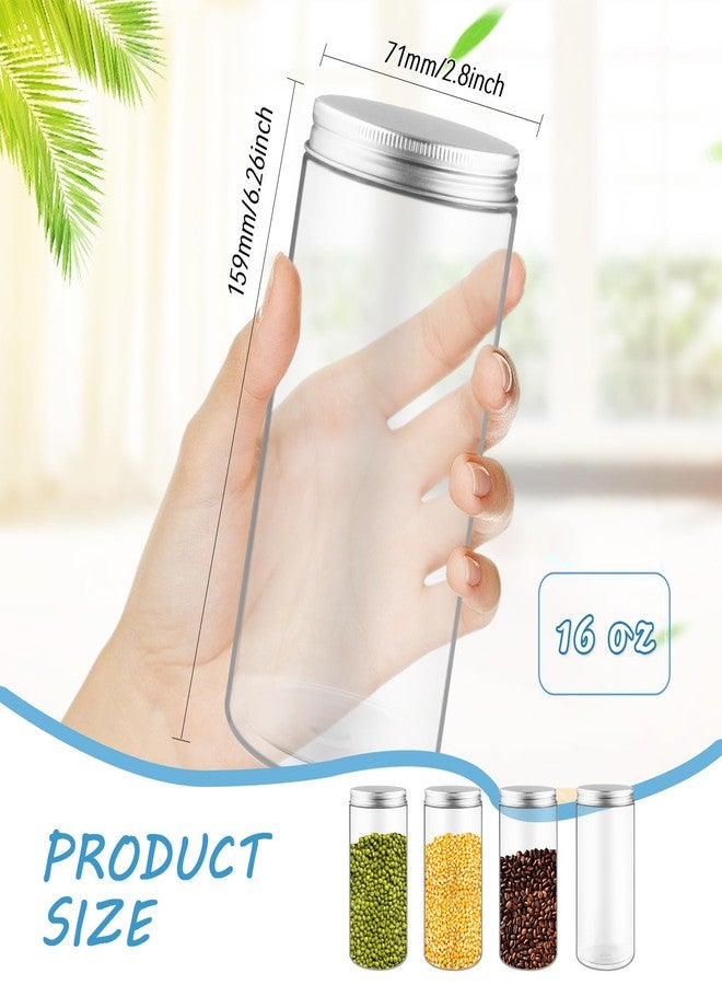 Cositina 6 Pack 16 Ounce/500ml Plastic Jars Clear Slime Containers Wide Mouth Mason Jars Storage Containers with Screw Lids for Household Home Kitchen - Image 2