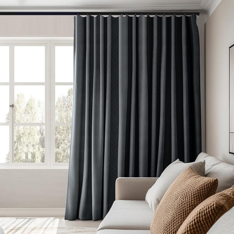 MaKefeile Room Divider Curtains Total Blackout Privacy Curtain Panel Room Thermal Insulated Noise Reduction Curtain for Bedroom Window Living Room Ceiling Track Curtain W 10 ft × H 9ft Dark-Grey. - Image 5