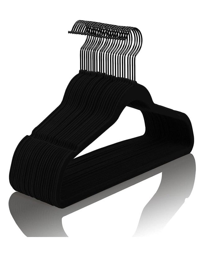 XVIA Non-Slip Velvet Hangers for Clothes, Space Saving Ultra-Thin Design, 360° Swivel Hook, for Suits, Coats, Dresses, Pants, Black Velvet (12 PCS) - Image 1