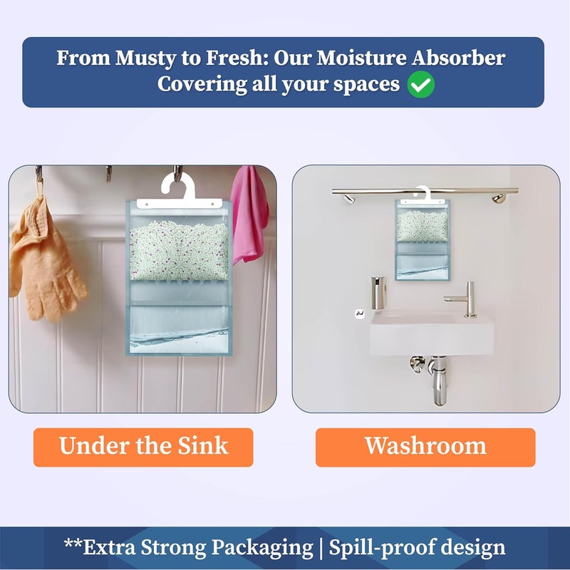 Homestrap 4 Pcs x 400 Gram Moisture Absorber Hanging Pouch with LongLasting Lavender FragranceTraps Moisture for Wardrobe and ClosetLavenderHanging Pouch - Image 5