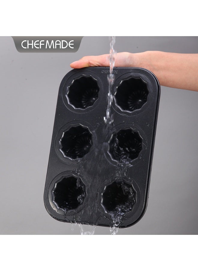 شيف ميد قالب كعك أسود من الفولاذ الكربوني 6 قطع للخبز - Image 3