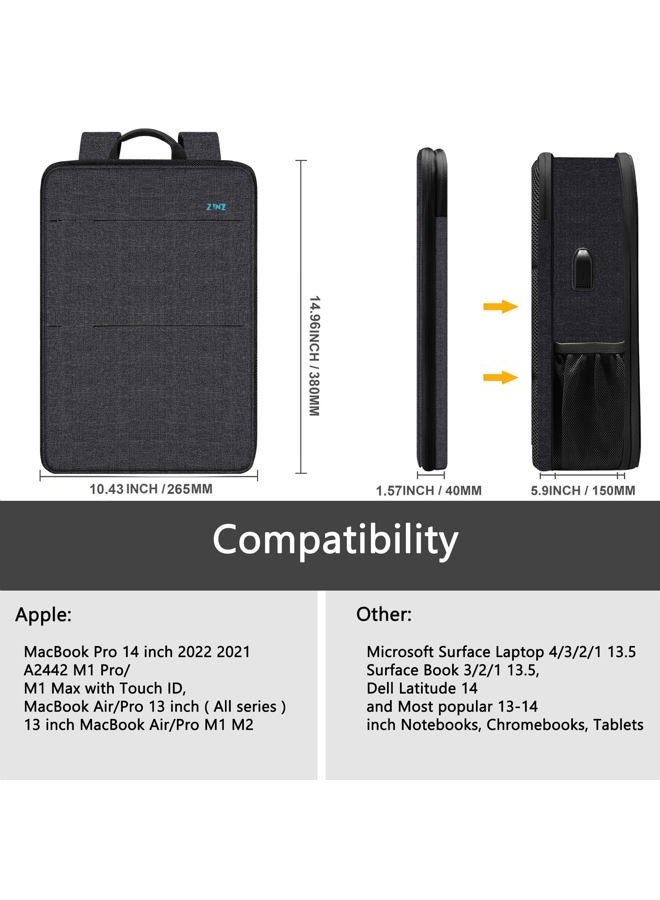 ZINZ Slim & Expandable Laptop Backpack Water Resistant Travel Backpack Compatible with MacBook Air/Pro 13-14 inch XPS 13 Surface 13.5" and Most 13-14 inch NoteBooks,B01K01 - Image 2