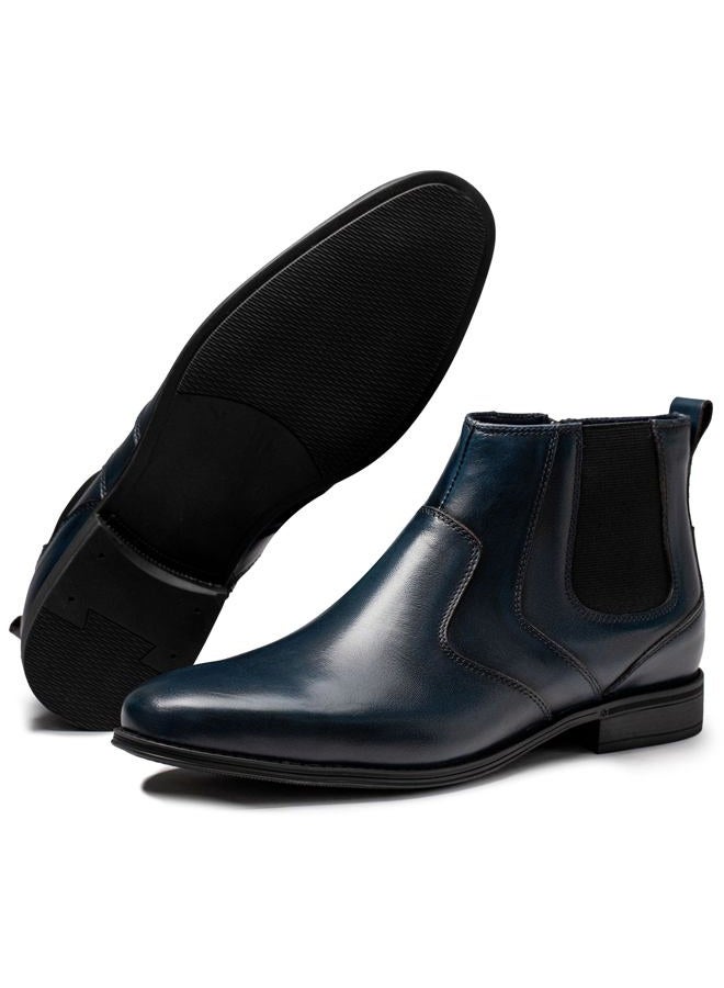 Holy dove Chelsea Boots Men – Genuine Leather,Chelsea Boots for Men with Side Zipper, Casual Slip-On Ankle Boots, Chukka & Oxford Style Dress Boots, 2024002-blue, 10 - Image 3