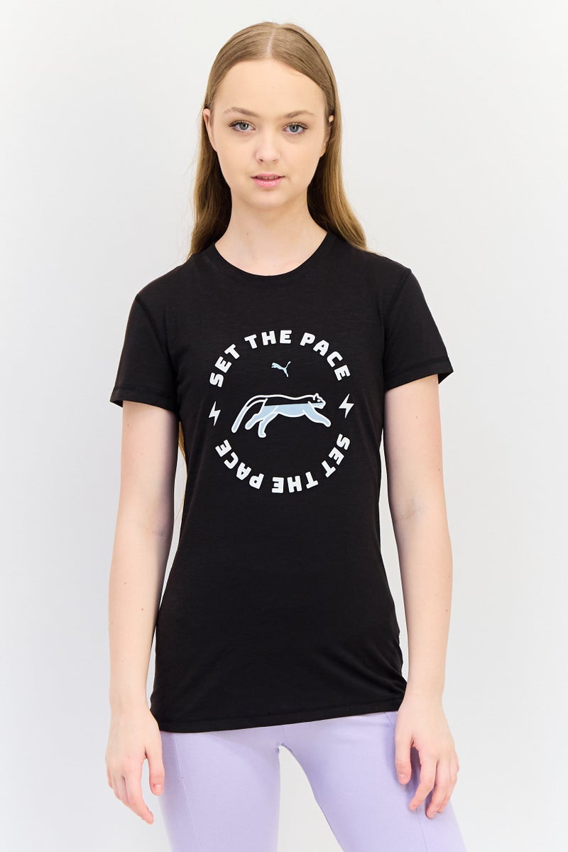 PUMA Women Sportswear Fit Short Sleeve Running Top, Black - Image 1