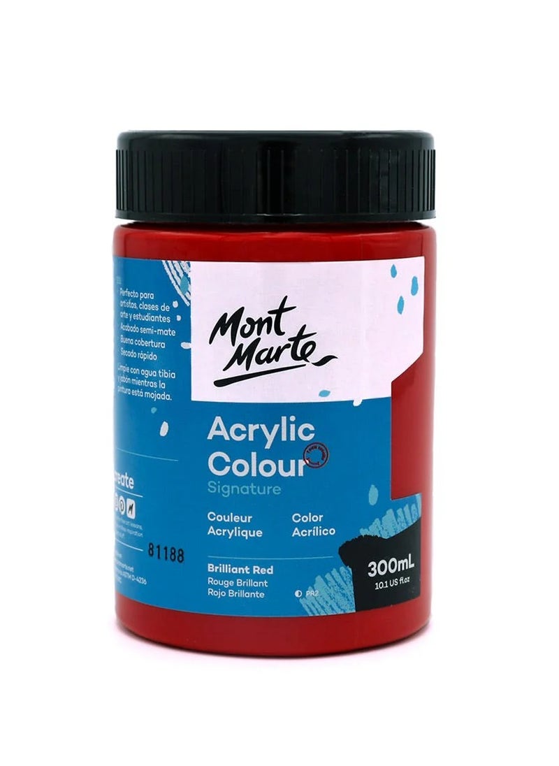 Mont Marte Signature Acrylic Colour 300ml Content Brilliant Red 