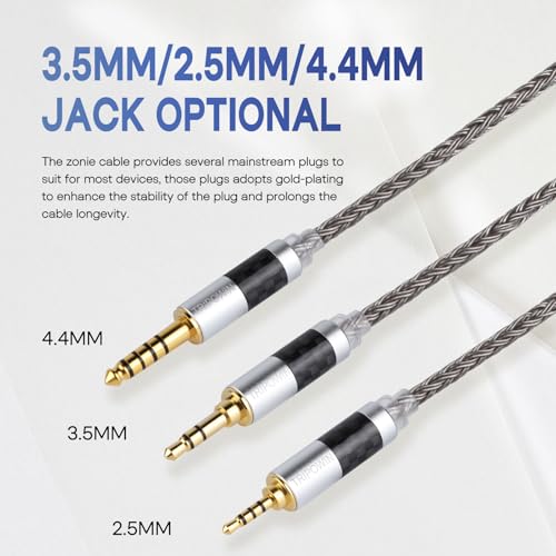 Linsoul كابل Linsoul Tripowin Zonie IEM، 16 نواة مطلية بالفضة، كابلات سماعات أذن محدثة، 1.25م SPC في كابل مراقبة الأذن لـ 7hz Zero:2 Orchestra Lite Cadenza Hype4 Supermix4(2pin 0.78mm، 3.5mm)(رمادي) - Image 5