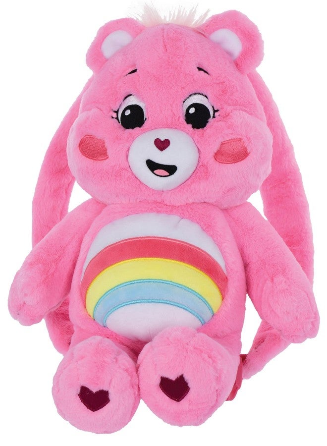 iscream Care Bears Cheer Bear Shaped 16"x 12" Furry Backpack with Adjustable Straps And Zipper Closure - Image 1