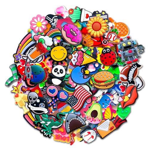 Chionwen 30,50,100Pcs Random Shoe Charms for Clog Decoration, Cute Cartoon Charms Accessories for Gift(100) - Image 1