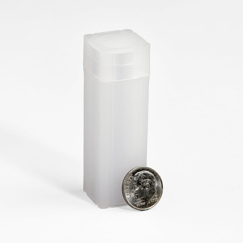 Leuchtturm Lighthouse - Square Coin Tubes - Convenient Push Top, Virtually Unbreakable, Acid Free and Archival Quality - Coin Tubes for US Dimes, 10 Pack - Image 1