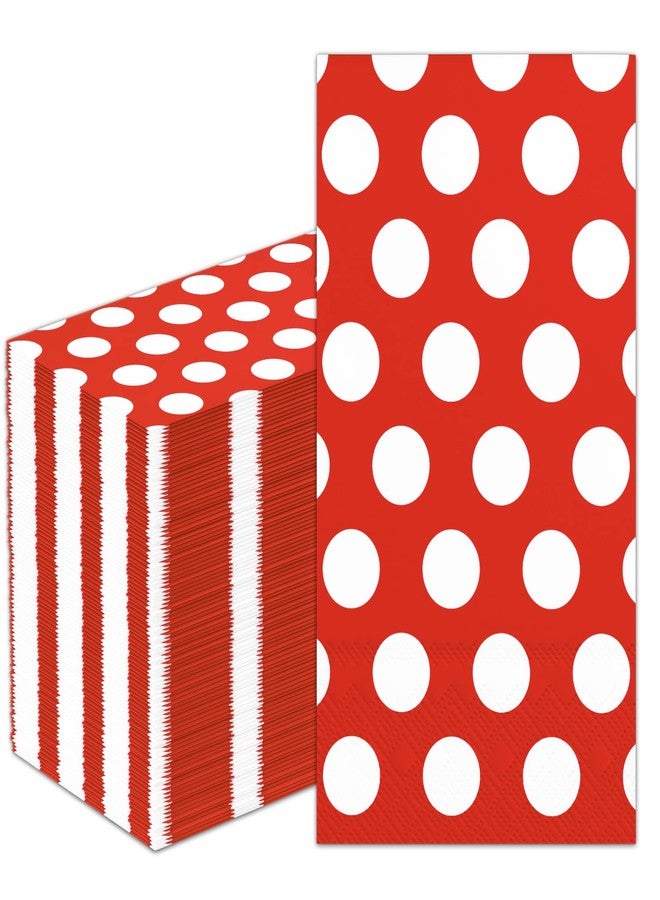 DYLIVeS 100 Pack Red and White Polka Dots Guest Towel Napkins, Red Disposable Dinner Napkins Easter Paper Hand Towels Picnic Napkins for Wedding Baby Shower Birthday Graduation Party Supply, 3-Ply - Image 1