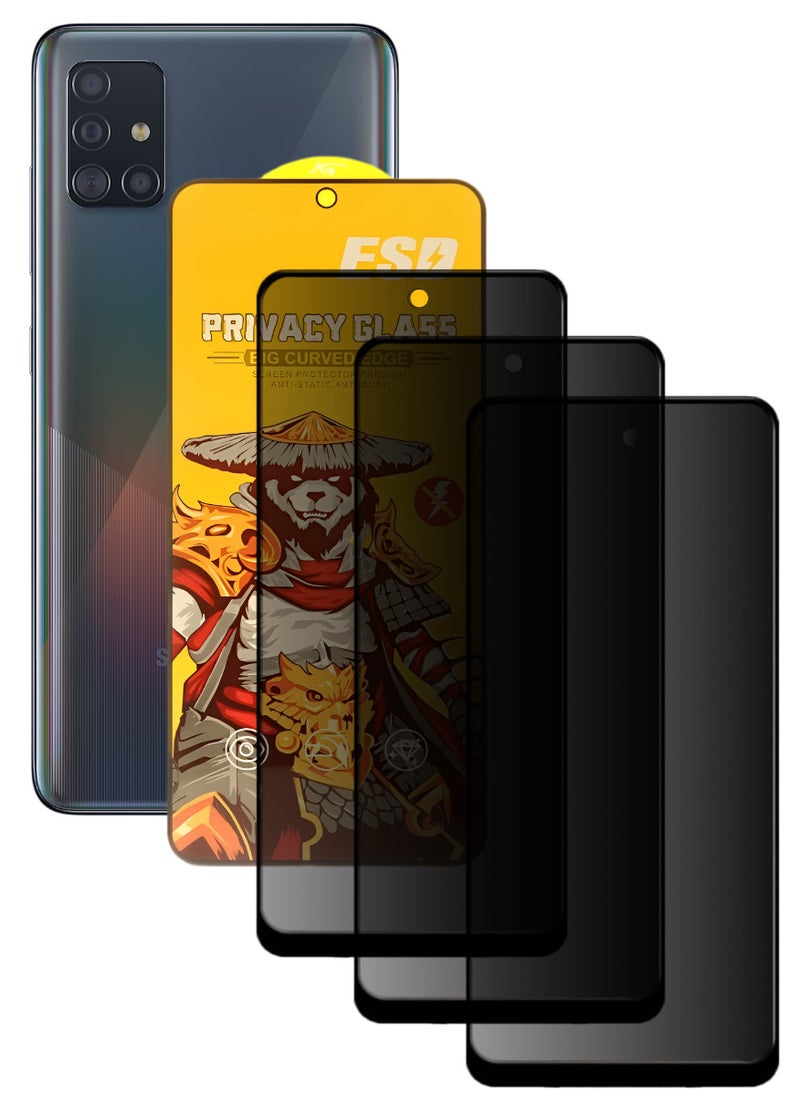 ESD 3 Pieces Tempered Dustproof Privacy Glass Screen Protector Compatible For Samsung Galaxy A51 - Image 1