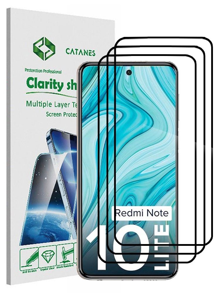 CATANES 3 Pack For Xiaomi Redmi Note 10 Lite Screen Protector Tempered Glass Full Glue Back - Image 1
