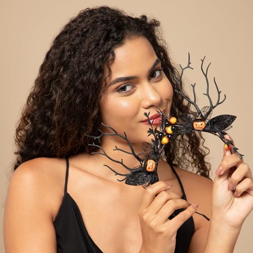 Radhu & Kabby Halloween Headband for Women | Spooky Pumpkin & Branch Design | Unique Hair Accessory for Costume Parties, Cosplay & Events - Image 4