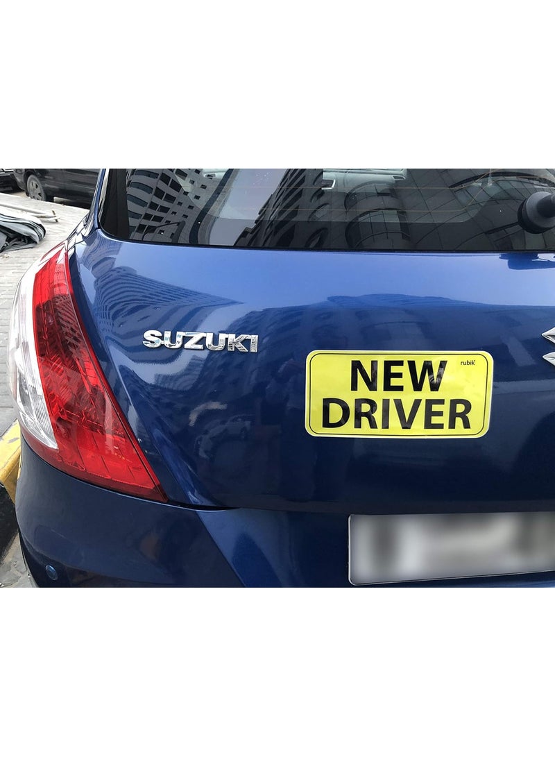Rubik ملصق سيارة للسائق الجديد من الفينيل، نص كبير، ملصق تحذيري عاكس للغاية مع مرآة النقطة العمياء لسائقي السيارات الرياضية متعددة الاستخدامات والشاحنات الجديدة المبتدئين (كبير جدًا 11 × 23 سم) - Image 3