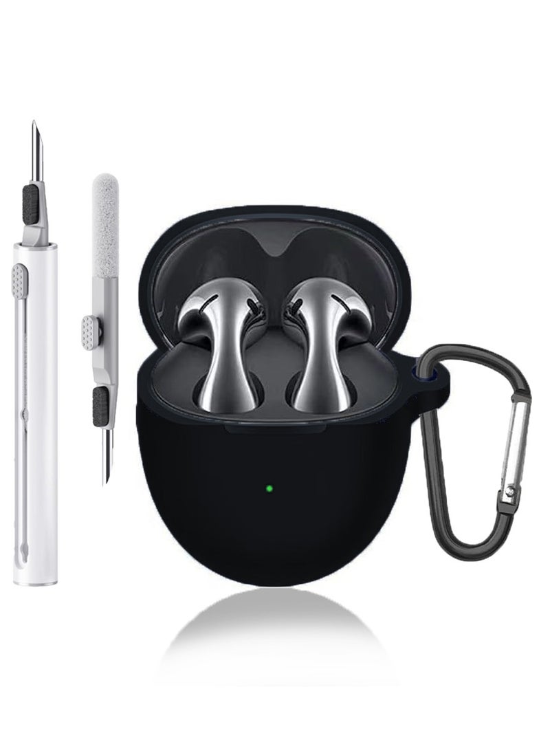 Protective Silicone Case for Huawei Freebuds 6 with Keychain&Cleaning tool(Black) - Image 1