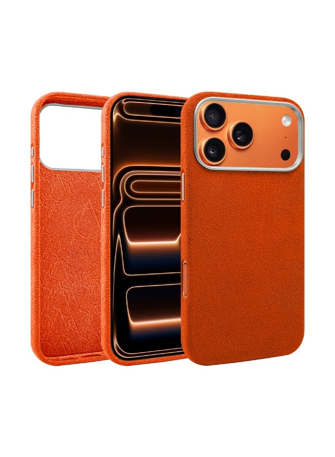 A-Case Its My Case Kadife Alcantara Leather Protective Case for iPhone 17 Pro Max Ultra Slim Lightweight Durable Shockproof Cover MagSafe Compatible Soft Touch Grip - Orange - Image 1