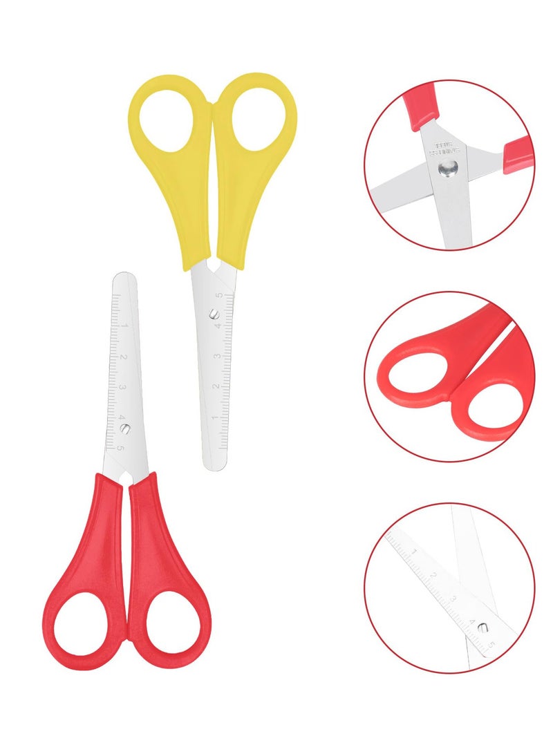 SUNSAR 4 Pcs Blunt tip Safety Scissors with cm Scale Steel Preschool Plastic Handle Handmade Scissors for Scrapbooking Art DIY Craft Teaching Favor Supplies - Image 2