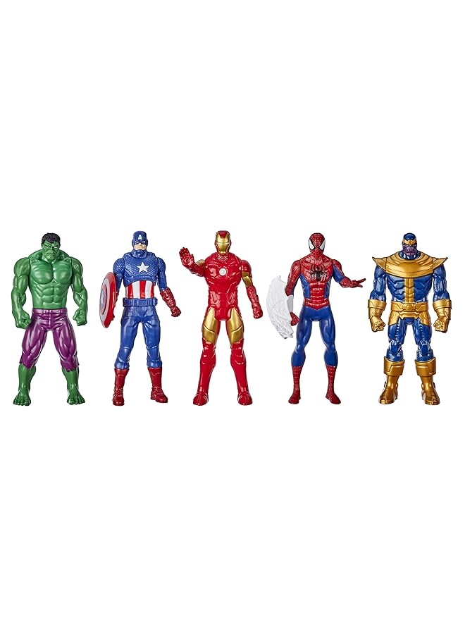 MARVEL Action Figure 5 Pack 6 Inch Figures Includes Iron Man Spider Man Captain America Hulk Thanos For Kids Ages 4 And Up - Image 1