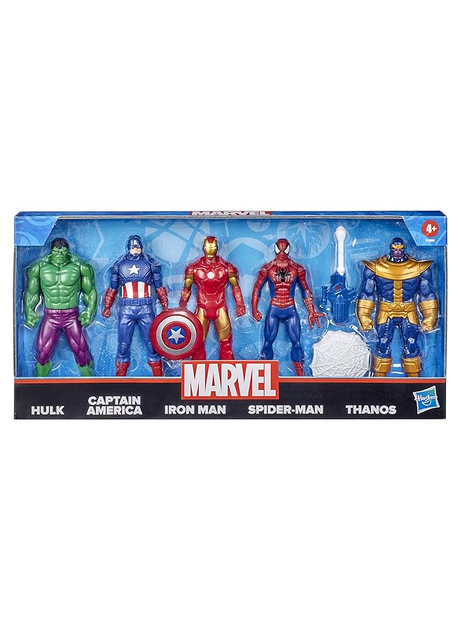 MARVEL Action Figure 5 Pack 6 Inch Figures Includes Iron Man Spider Man Captain America Hulk Thanos For Kids Ages 4 And Up - Image 2