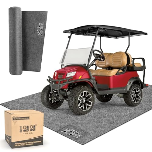 10L0L Golf Cart Premium Garage Floor Mat-Waterproof Anti-Slip Thickened Mat for Golf Cart Motorcycle Mower ATV UTV Parking Mat-106in x 59in - Image 1