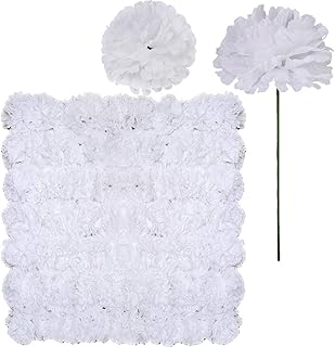 Supla 100 Pack Artificial Carnation Flowers Picks Bulk White Carnations Stems Silk Carnation Flower Heads with Wired - Image 1