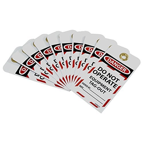 NMC LOTAG13 DANGER DO NOT OPERATE EQUIPMENT TAG-OUT Tag – [Pack of 10] 3 in. x 6 in. Vinyl 2 Side Danger Tag with White/Black Text on Red/White Base - Image 2