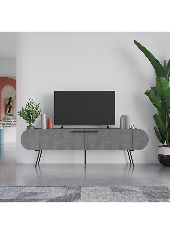 Mourah Home - Capsule Tv Stand Up To 65 Inches With Storage - Grey - 2 Years Warranty - Image 1