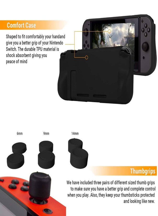 Orzly Accessories Bundle Compatible with Nintendo Switch & OLED Case & Screen Protector, Joycon Grips & Racing Wheels, Controller Charge Dock, Comfort Grip Case & More - Geek Pack ColorPop - Image 5