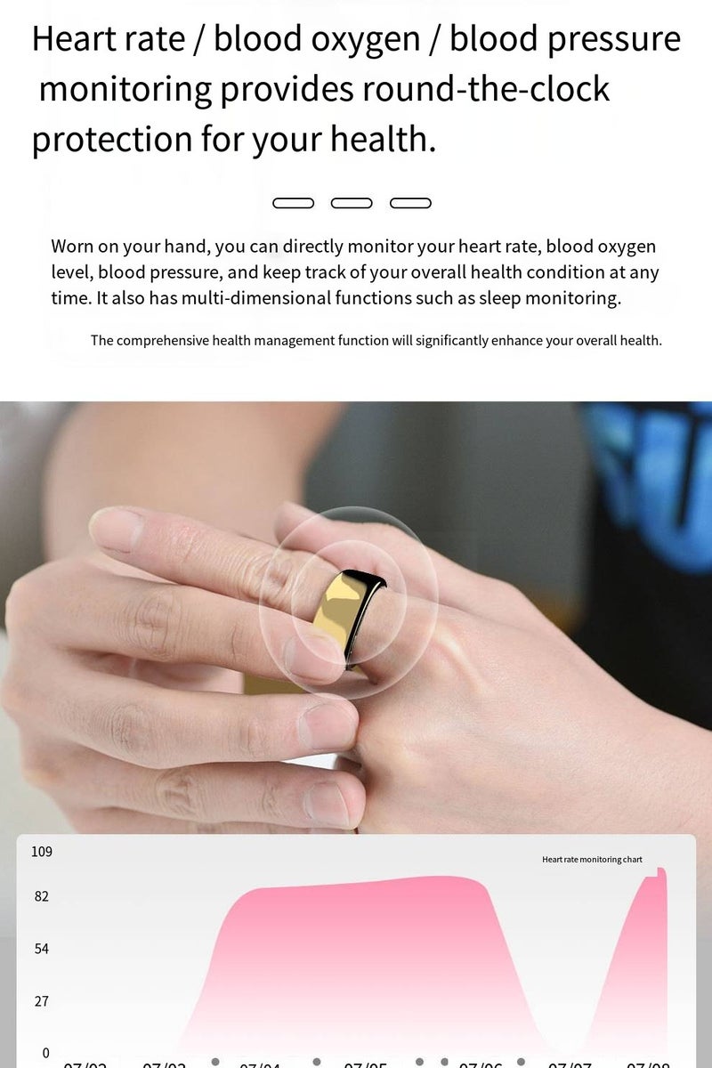 general R11M Smart Ring - Heart Rate, Oxygen Saturation, Sleep Monitoring, Exercise Counting, Waterproof, Photo-taking, Bluetooth Finger Ring - Image 2