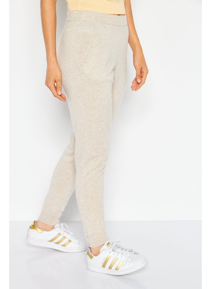 Etam Women Regular Fit Solid Pant, Beige  - Image 2