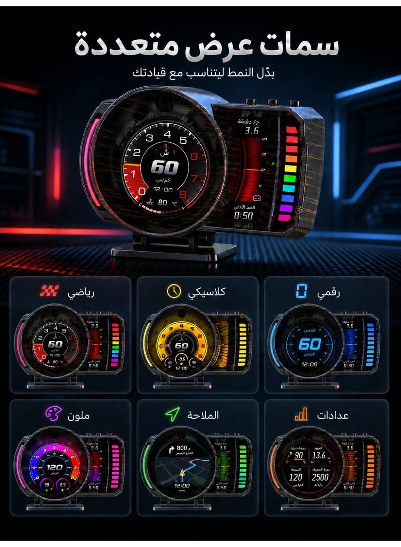 Vicalo OBD2 Gauge Head up Display for Cars, OBD+GPS Speedometer HUD with Gesture Induction Control, KMH/MPH Speed, RPM, Overspeed Alarm Works Great for 2008+ Vehicles - Image 3
