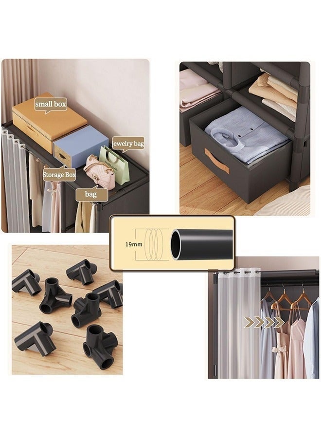 Arabest Portable Wardrobe Storage Cabinet With 3 Drawers, Hanging Wardrobe With Hanging Rod, Clothing Storage Cabinet With Curtains, Suitable For Living Room, Bedroom, Cloakroom, (black) - Image 2