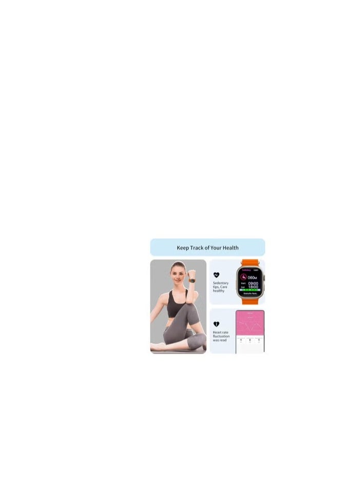 WALL BEAUTY Smart Watch Ultra T800 Multi Functional Wireless Charging Super Fast Latest Smart Watch With Ocean Band Black  - Image 2
