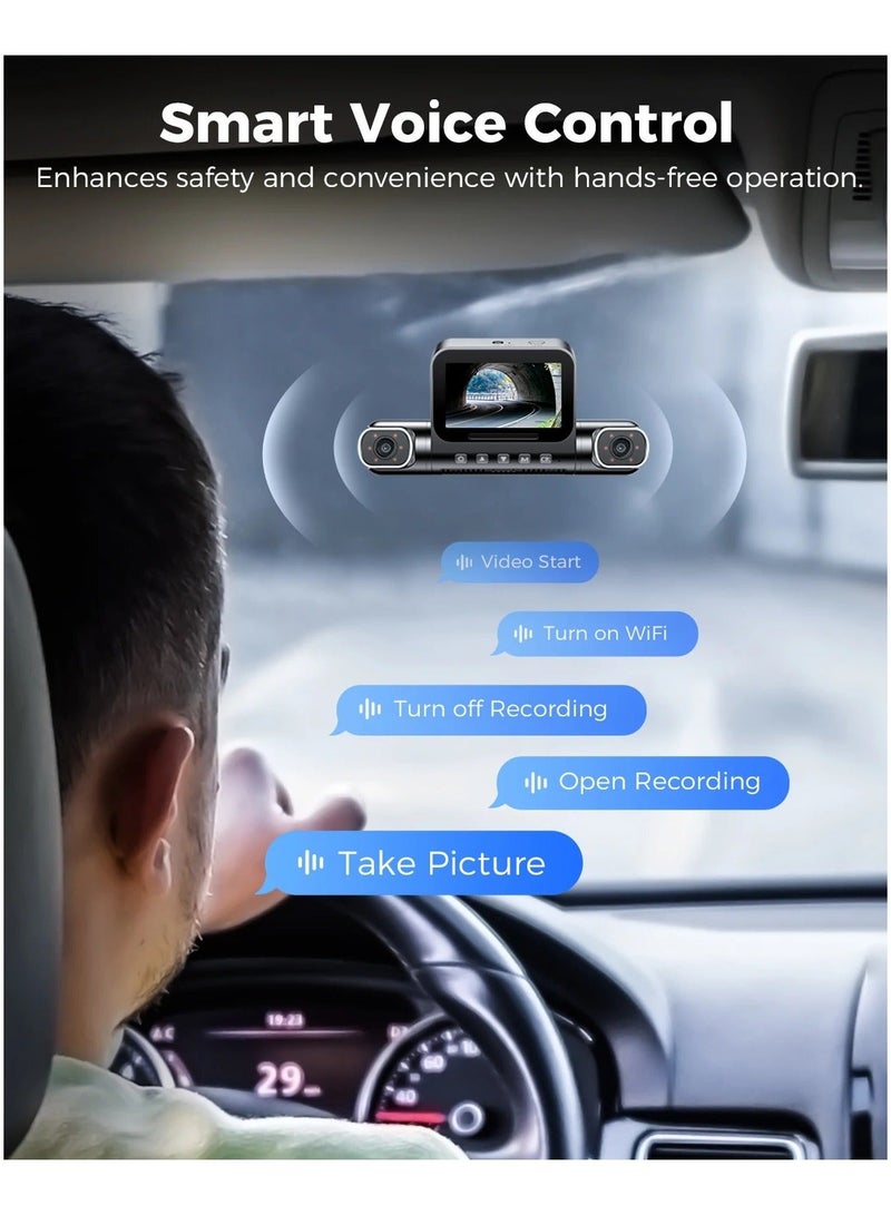 أزدوم كاميرا سيارة M660 4 قنوات 2K + 1K + 1K + 1K + 1K GPS 5G Wifi مدمجة 128GB eMMC تحكم صوتي 24H شاشة وقوف السيارات رؤية ليلية فائقة - Image 3